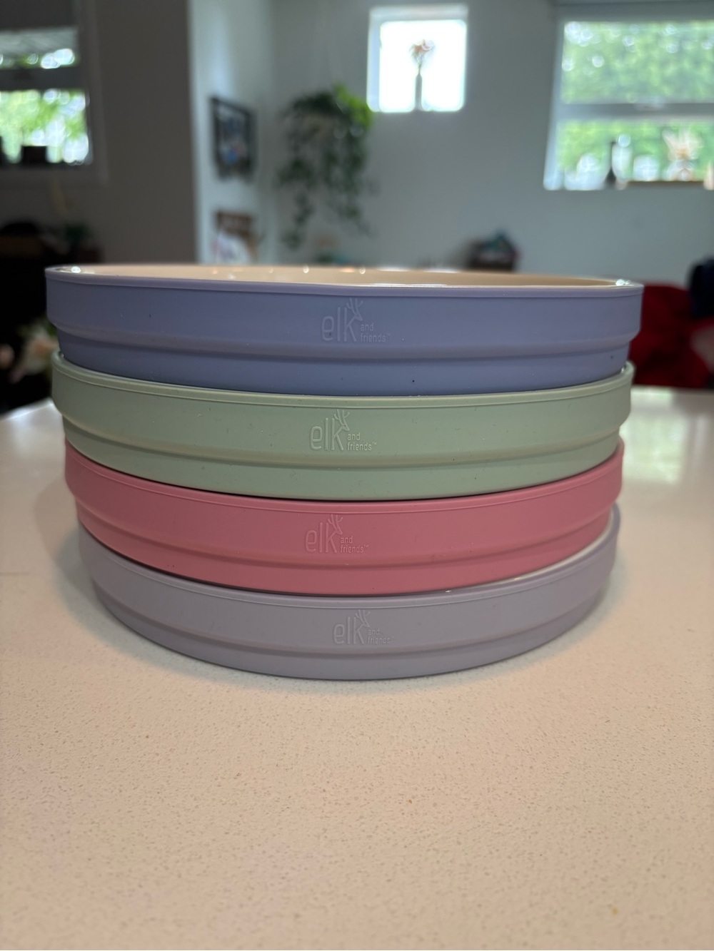 Elk & Friends Porcelain Plates with Silicone Sleeves Set of 4